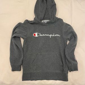 Champion Shirt Kids Medium Grey Spell Out Hooded Pullover